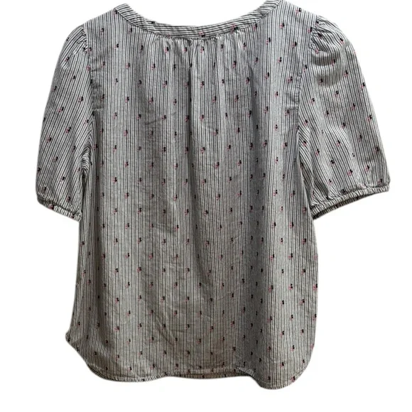 LOFT Women's Pinstripe Blouse - Black, White, and Red - Picture 5 of 6